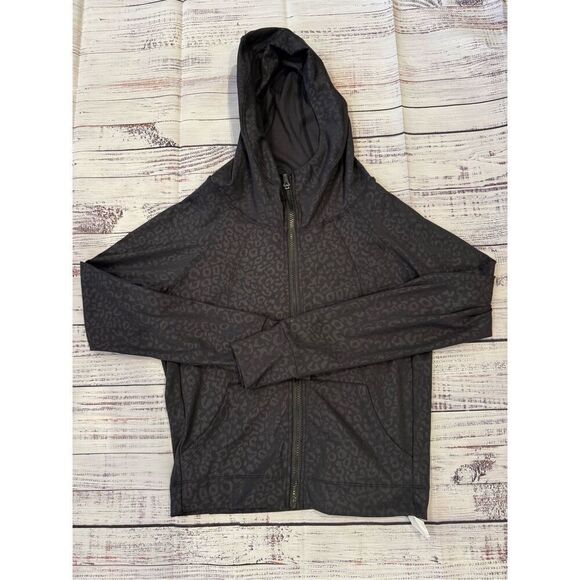 Celestial Bodiez NWOT Power Zip Hoodie in Black Panther Animal Print Size Medium - Picture 2 of 10